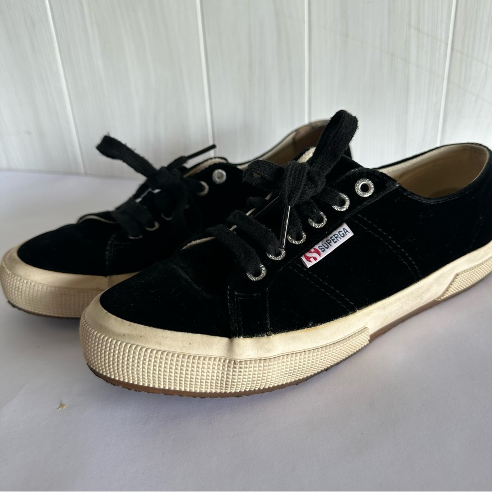 Superga Women’s Black Velvet Low-Top Sneakers